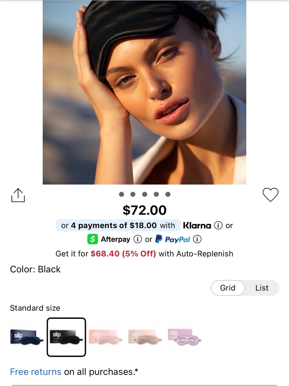 slip Black Satin Contour Sleep Mask